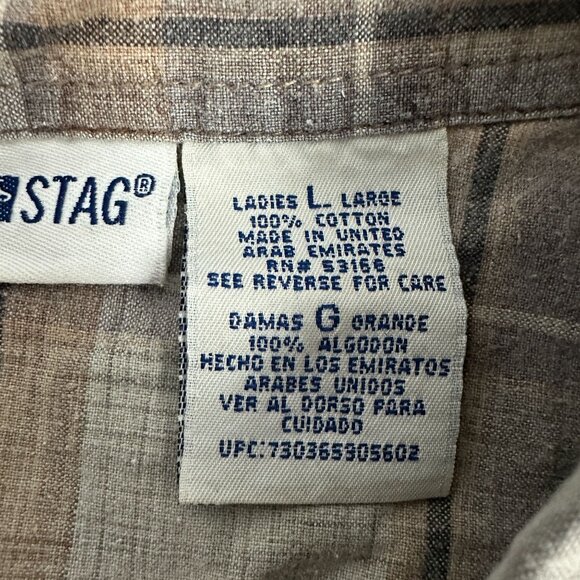 White Stag Womens Sleeveless Collared Button Front Plaid Blouse Large - Picture 4 of 5